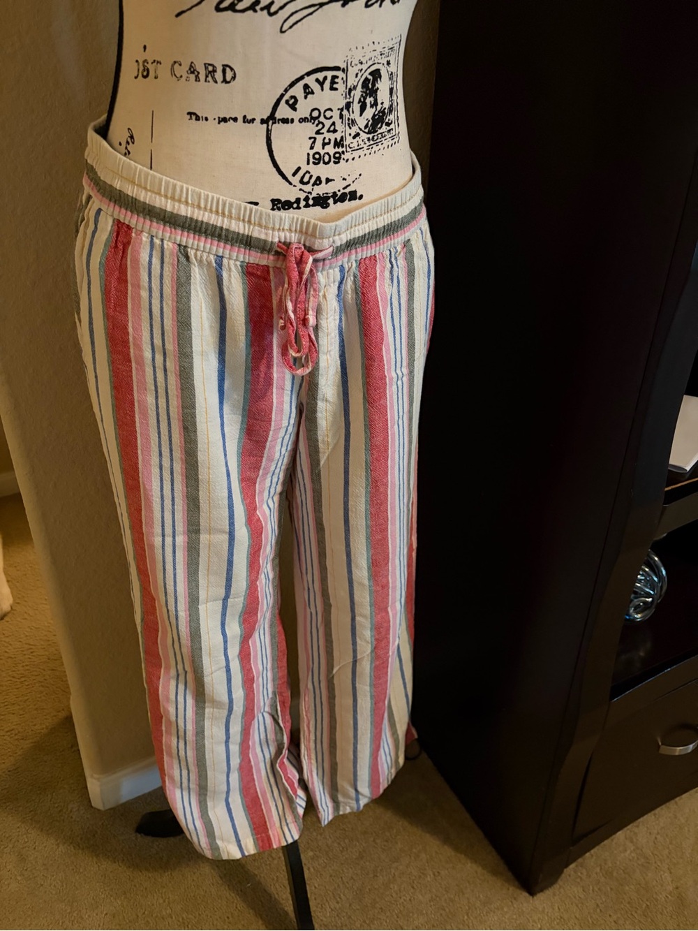 GAP Men’s Striped Drawstring Shorts - Pink, Blue & White